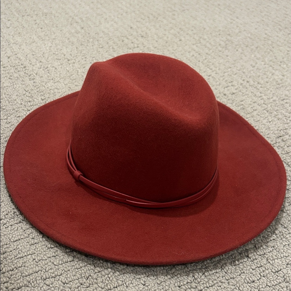 Anthropologie Red Felt Hat